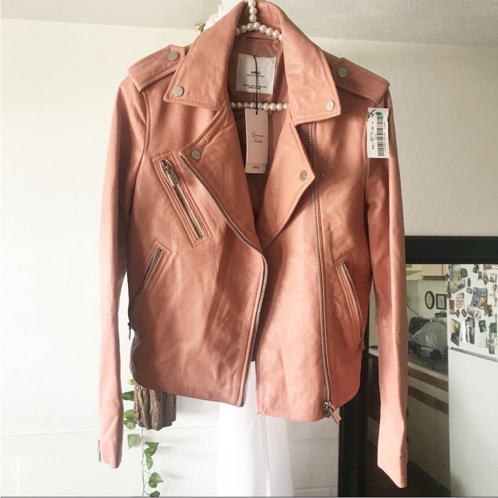 Mango Women's Blush Leather Jacket